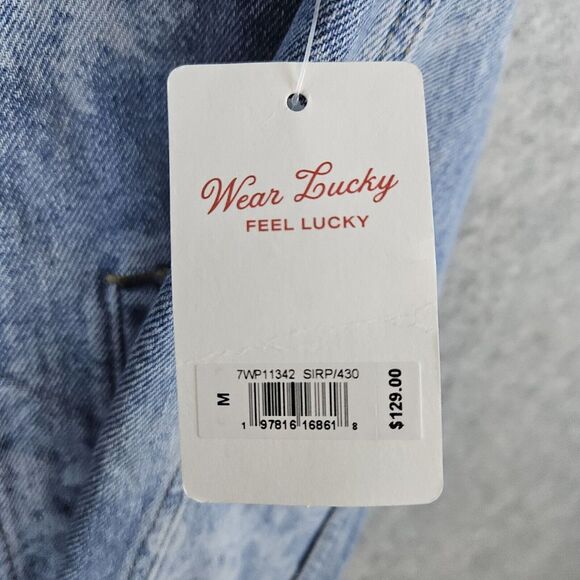 Lucky Brand Women's Denim Jacket NEW NWT Size M Rose Pattern Floral 100% Cotton - Picture 3 of 13